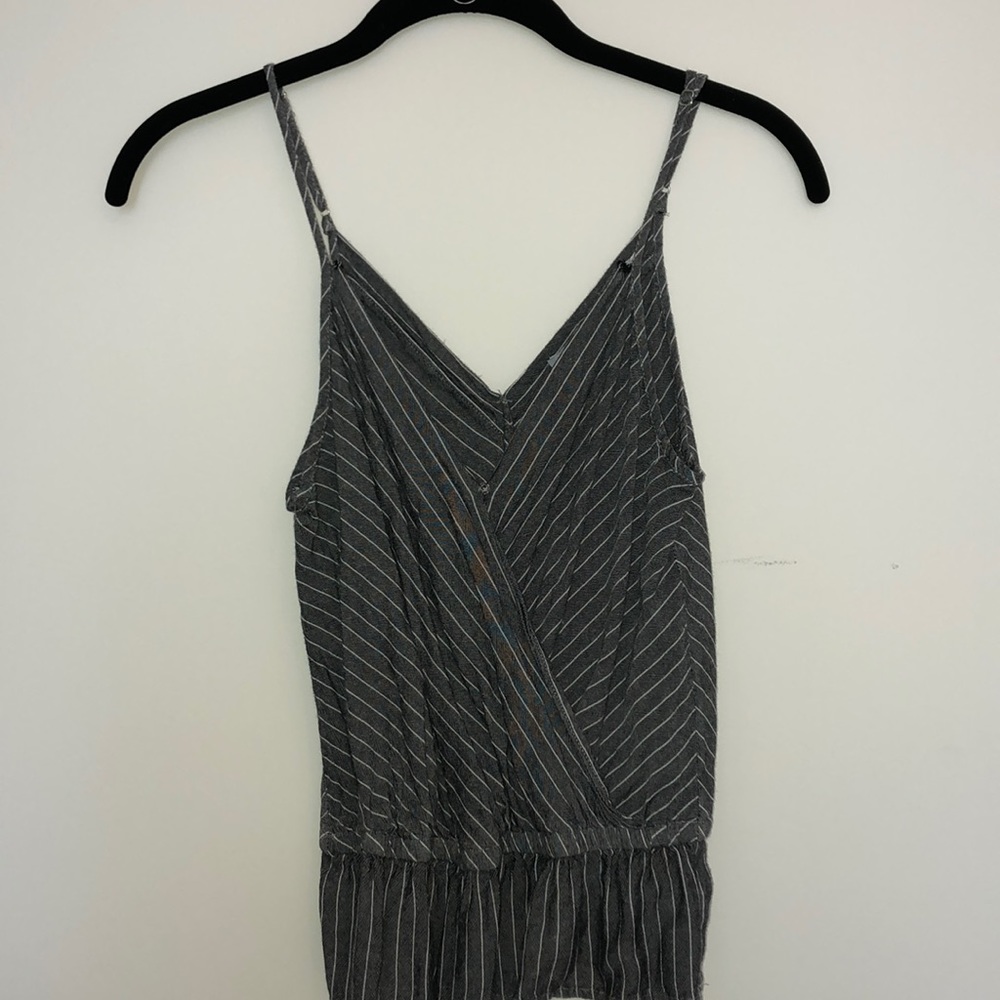 Button front striped tank top